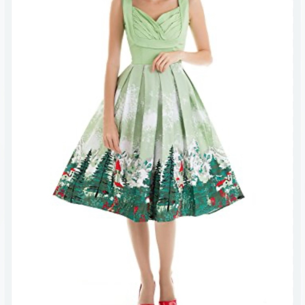 Vintage Loves Retro Boatneck sleeveless Tea Dress Light Green Small
